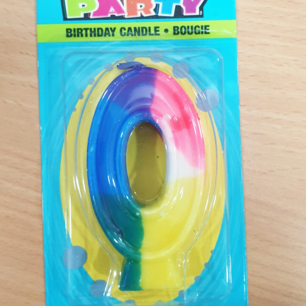 Number 0 Rainbow Numeral Candle Number 0 Rainbow Numeral Candle